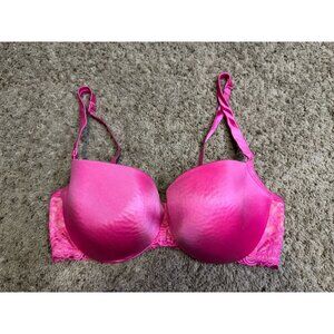 CACIQUE Pink Boost Plunge Underwired Lace Strap SZ 40DD
